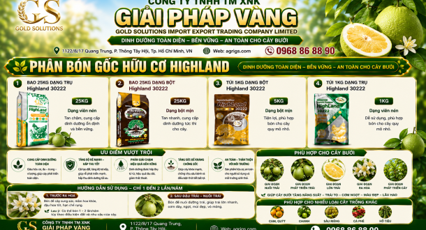 PHÂN BÓN GỐC HỮU CƠ HIGHLAND   DINH DƯỠNG CHO BƯỞI